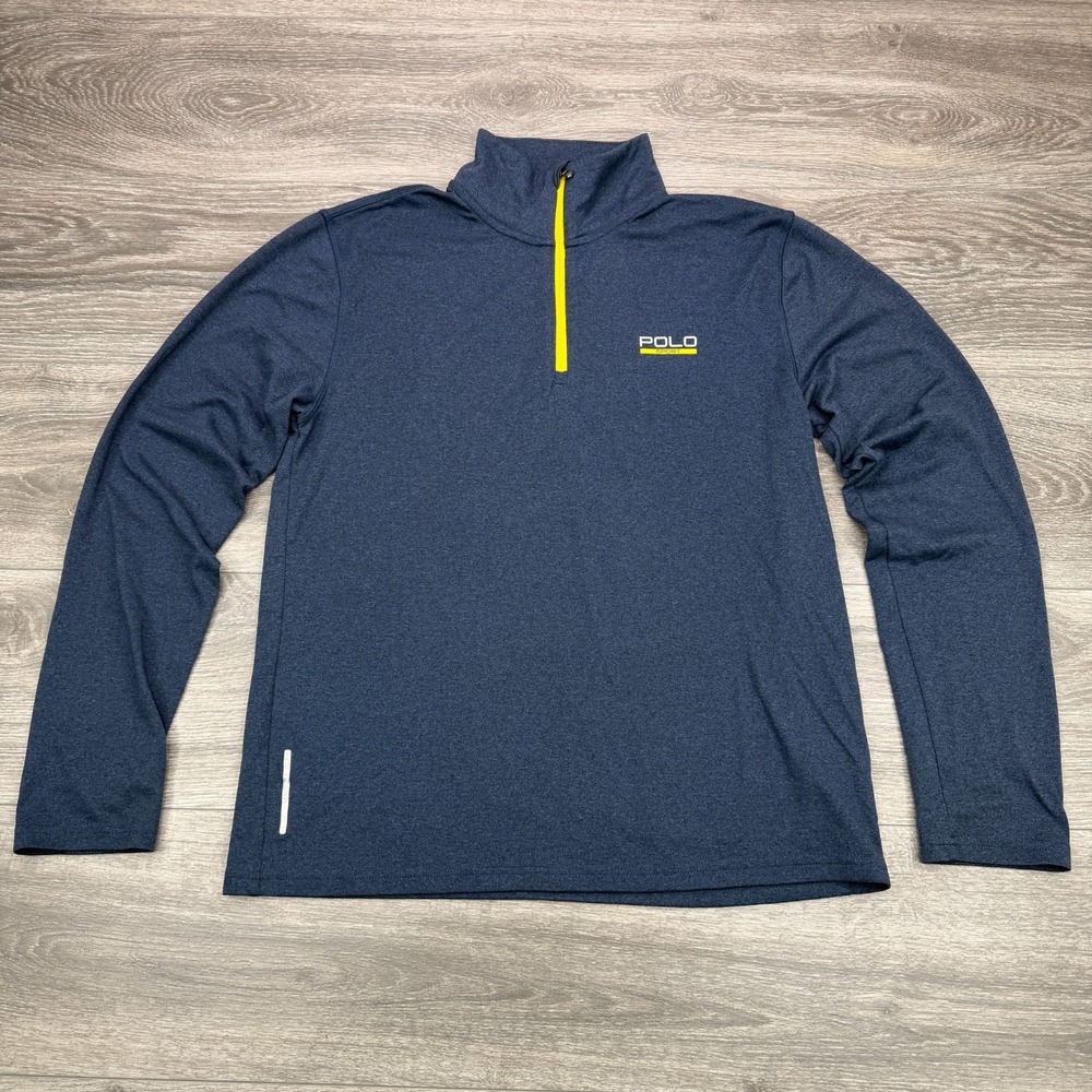 Polo Sport Pullover Mens Small Blue 1/4 Zip Long Sleeve Thermo Vent Performance